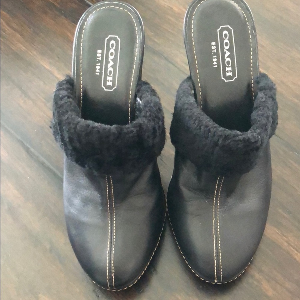 Coach black mules